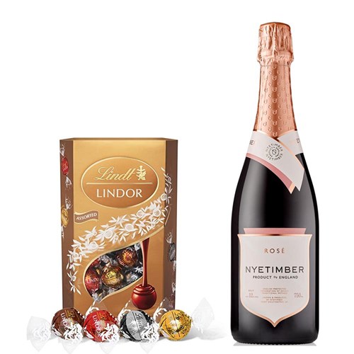 Nyetimber Rose English Sparkling Wine 75cl With Lindt Lindor Assorted Truffles 200g